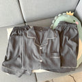 Men's Summer Short-Sleeve Pajamas: Simple, Solid-Color, High-Quality, Outerwear-Style 3-Piece Set; Youth Spring/Summer Pajamas