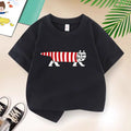 Korean Sweater Cat Children Clothing New Boys T-shirt Teen Funny Summer Top Cotton Kids Short Sleeves Baby Kids TShirt 2-12 Year