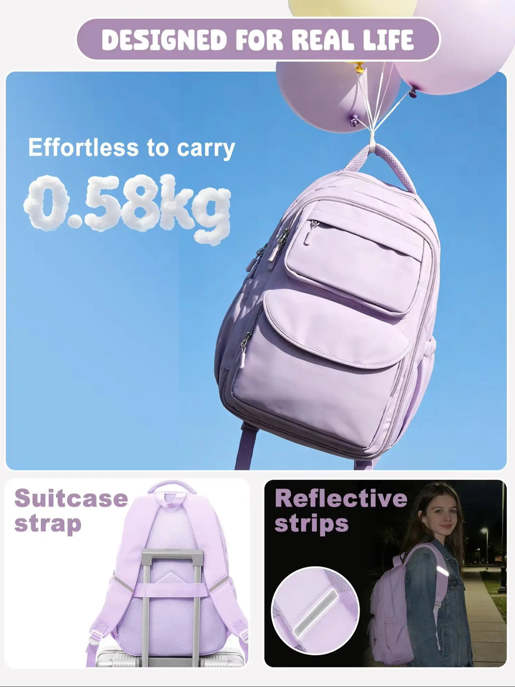 Girls School Bags Kids Backpack with Fridge Door, Elementary School Backpack, Lightweight School Backpack for Girls Ages 8-10