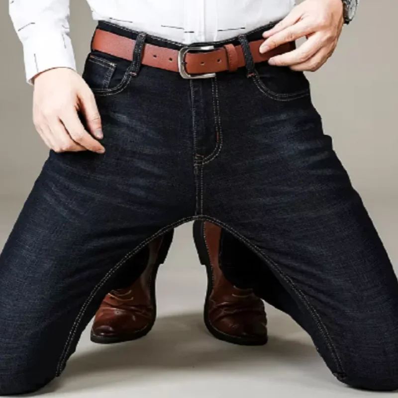 Spring Men's Light Blue Slim Jeans Stylish Casual Stretch Fabric Denim Pants Classic Trousers Smoke Gray
