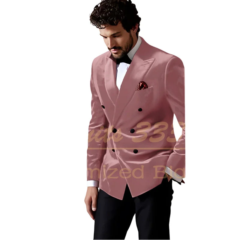 Velvet Double Breasted Blazer 1 Piece Slim Fit Smoking Suit Jacket for Men Fashion Party Groom 2025 Wedding Slim Fit Outfits