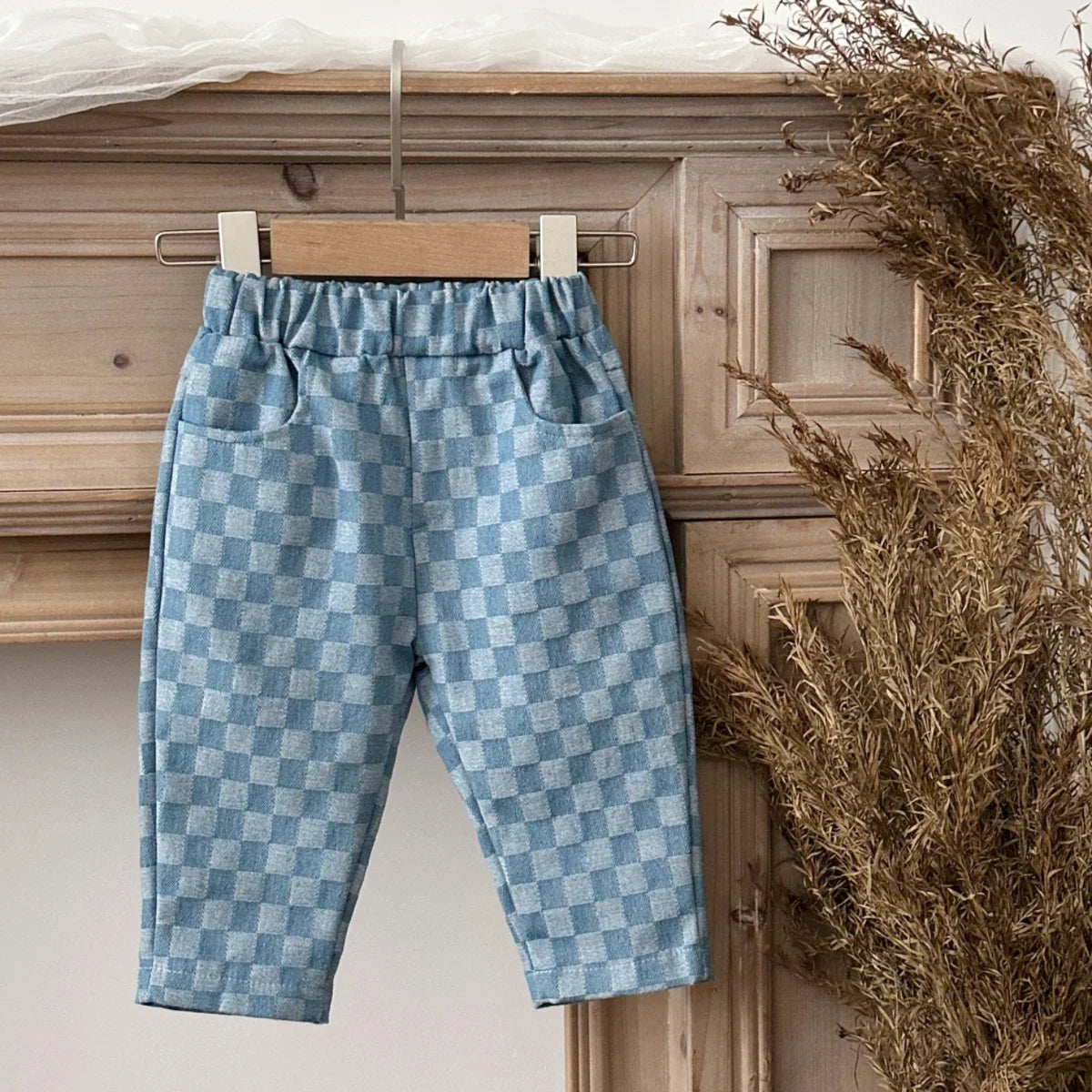 Fashion Plaid Pants Kids Boys Girls Casual Sports Loose Trousers Toddler Spring Autumn New Korean Style Pants Suitable for 0-3Y
