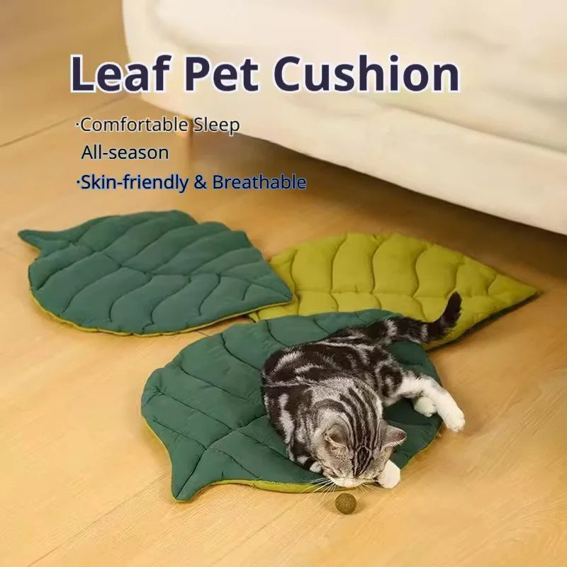 Soft Cotton Leaf Shaped Pet Bed Mat Double Sided Washable Sleep Blanket For Kitten Puppy Dog Comfort Floor Rug Home Pet Pad