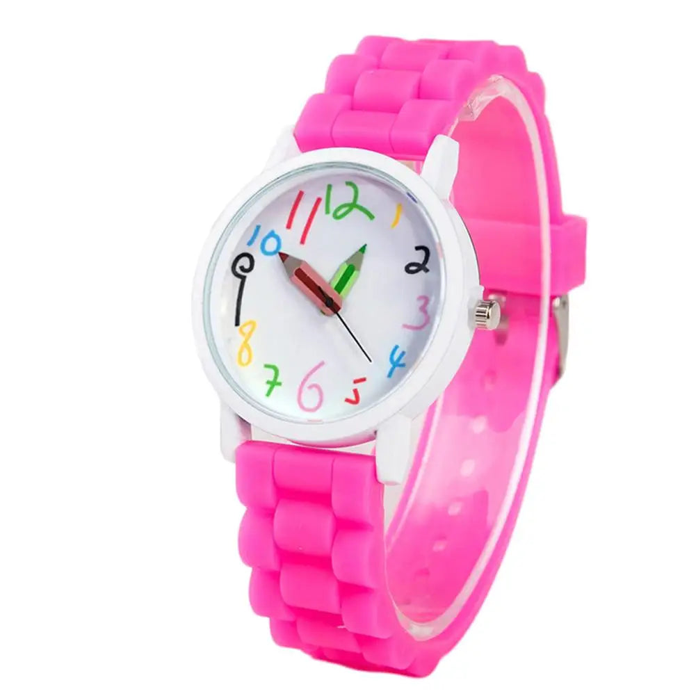 Children's Electronic Watch Cartoon Children Kids Round Dial Silicone Strap Analog Quartz Wrist Watch Gift