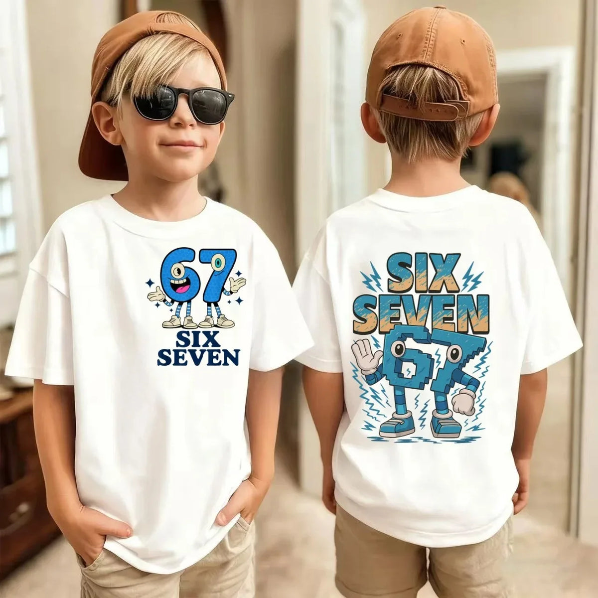 Summer Children's T-shirt Cotton Casual Fashion Kids Clothing 67 Six Seven Cute Print Trendy Boys Girls Short Sleeve Tees Tops