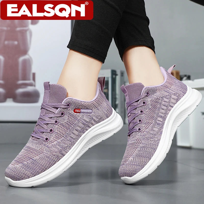 Women's Sports Casual Shoes Mesh Lightweight Soft Sole Jogging Breathable Fashion Flat Walking Shoes