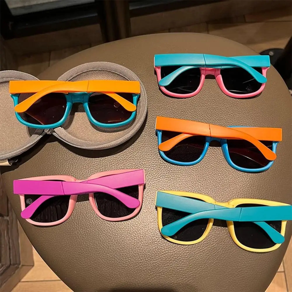 Outdoor Kids Sunglasses Vintage Square Frame UV 400 Foldable Sunglasses Shades for Toddler Boys and Girls