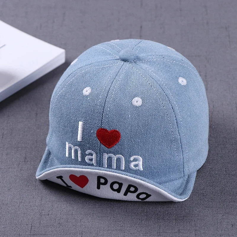 Baby Denim Baseball Cap I Love Mama  Summer Hat Kids Sun  For Boys And Girls Letter Children's Hats s