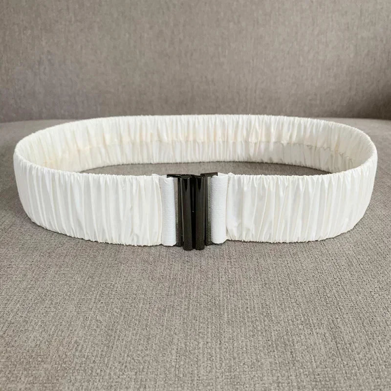 Colorful Women Elastic Band Wide Belts Simple Down Coat Waist Belt Female Buckle Black Strap Dress Decoration Accessories