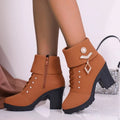 Women High Heel Ankle Boots Autumn Winter Booties  2024 New Fashion  Shoes Brown Black Short Boot Female Botas De Mujer