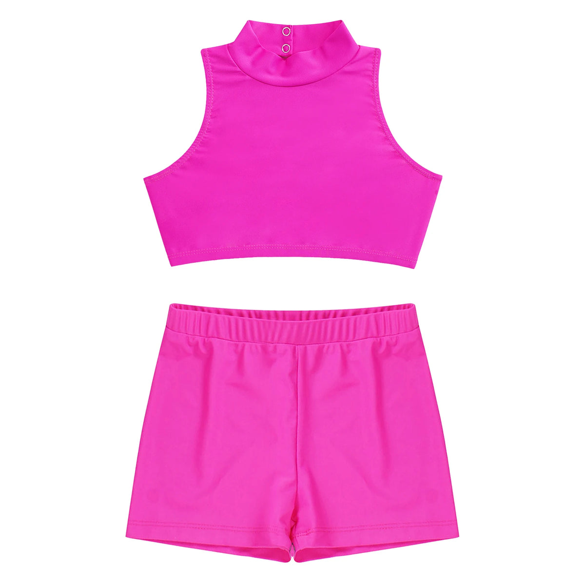 Kids Girls Swimwear 2Pcs Sleeveless Mock Neck Tank Crop Top Vest+Shorts Pants for Beach Pool Swimming Bathing Suit Sportswear