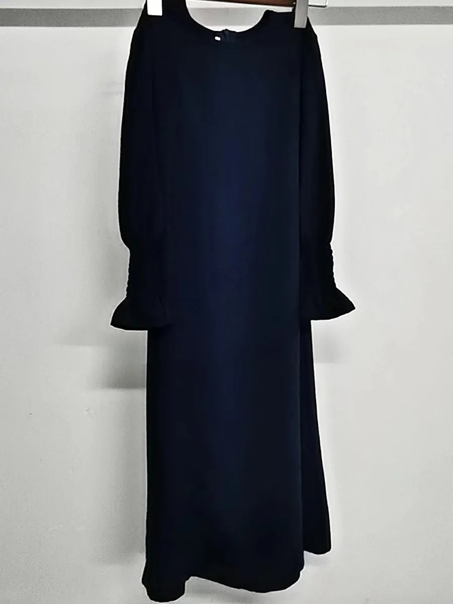 Muslim Kids Girl Dubai Abaya Ruffle Solid Long Dress Modest Ramadan Robe Kaftan Femme Musulmane Islamic Clothing African Dresses