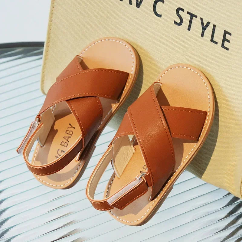Kids Summer Sandals Children Beach Shoes Fashion Classic Sandals for Toddlers Boys Little Girls Fashion Cross Style Anti-skid