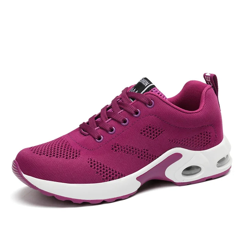 Fashion Women Lightweight Sneakers Breathable Mesh Comfort Running Shoes Air Cushion Training Shoes Casual Sports Shoes