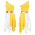 Kids Girls Etiquette Praise Dance Dress Sleeveless Church Christian Worship Costume Asymmetrical Tunic Contemporary Dance Dress