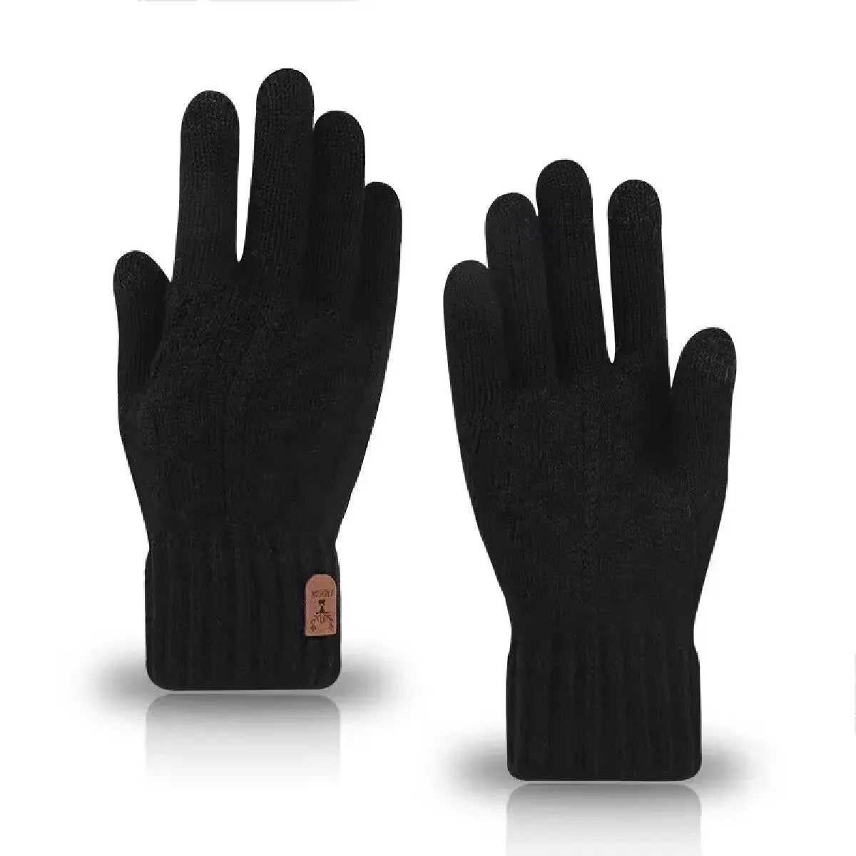 New men's warm gloves for winter touch screen plus velvet thickened cold-proof and warm wool knitted gloves