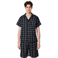Mens Pajamas Set for Summer Short Sleeve Button Down Shirts Shorts Plaid PJ Set Soft Lounge Set Sleepwear M-XL