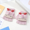 Children's Warm Gloves for Boys and Girls Cartoon Cute Half Finger Knitted Winter Flip Cover Baby Thick Cold Proof Five Fingers