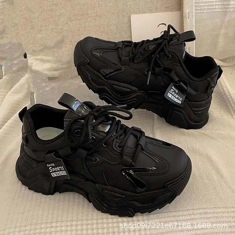 2026 Platform Sneakers for Women Spring Autumn New Chunky Platform Women Sports Shoes Fashion Thick Bottom PU Leather Sneakers