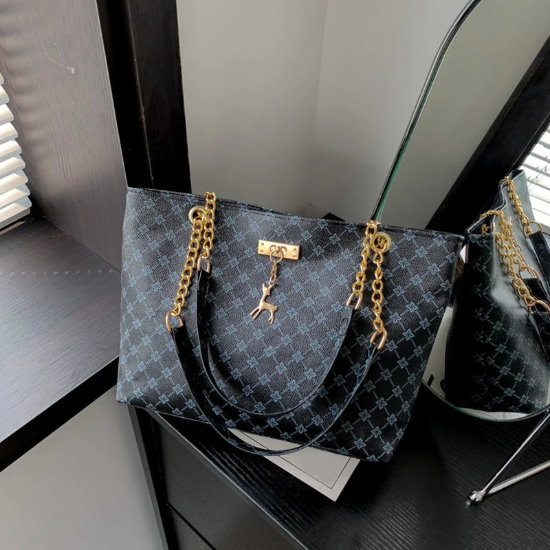 2024 Autumn and Winter New Presbyopic Handbag Shoulder Bag Large Capacity Tote Bag Women's Bag