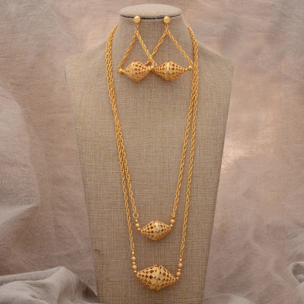 Women Jewelry Set Gold Plated High Quality Party African Bridal Flower Jewelry Set