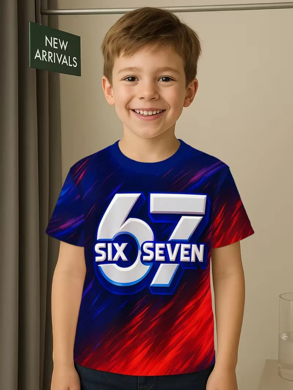 Fun Six Seven 6 7 Meme Design T-Shirt for Kids Chaotic Humor Y2k Game Saying Tees Casual O-Neck Top Fashion Children's Clothing