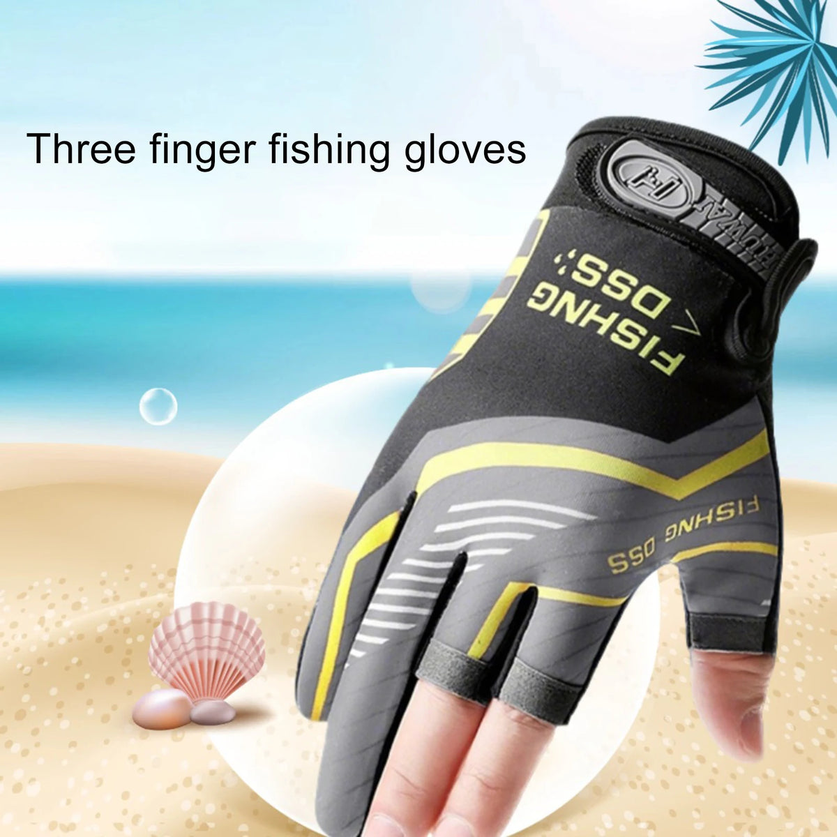 Fishing Gloves Men Summer Three Finger Cut UV Protection Cycling Gloves Anti Slip Breathable Lightweight Outdoor Sports Gear