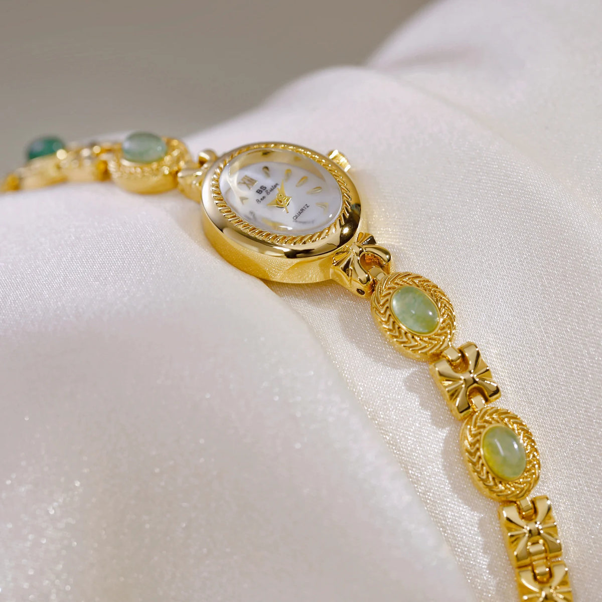 Elegant Women's Watch Jade Bracelet Small Clock Original Brand Fashion Quartz Watches Luxury Golden Wristwatch Gifts For Women