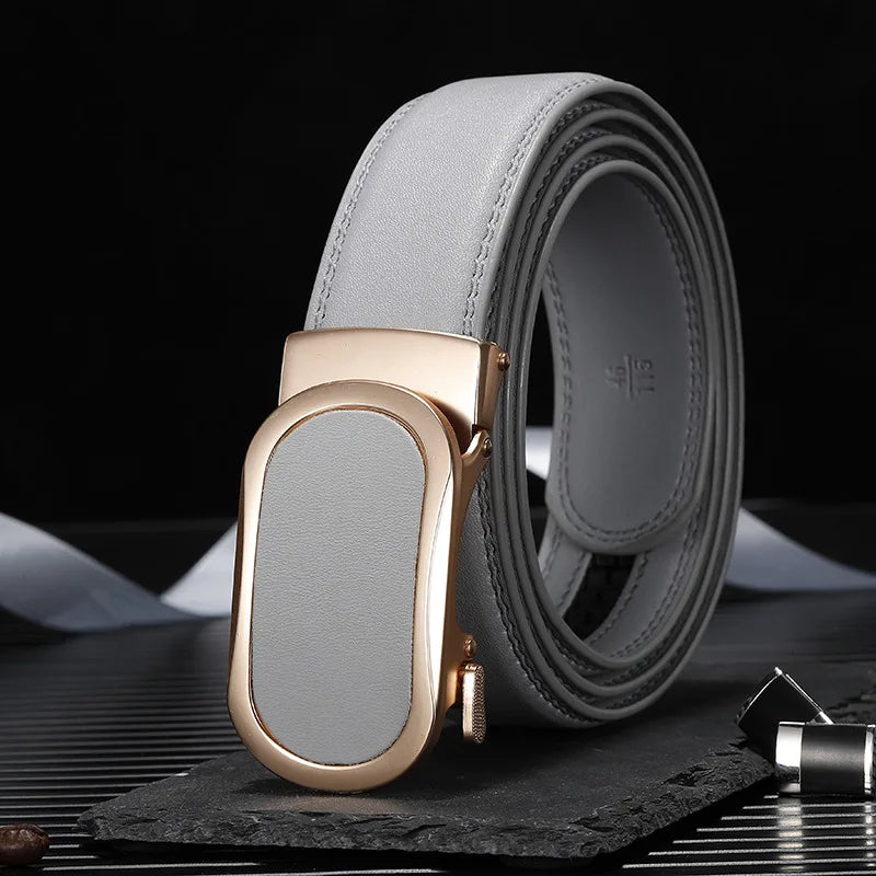 3.5CM multicolor Men Belts Automatic Buckle Belt Genune Leather High Quality Belts For Men Leather Strap Casual Buises for Jeans