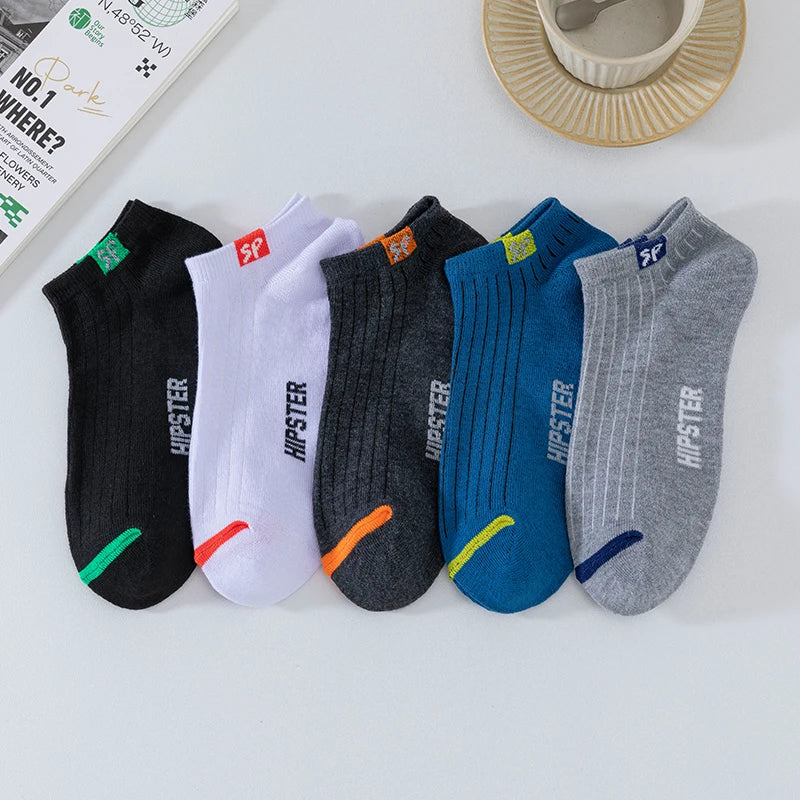 5 pairs of men's sports socks for all seasons, comfortable, sweat absorbing, breathable, casual, business and sports socks