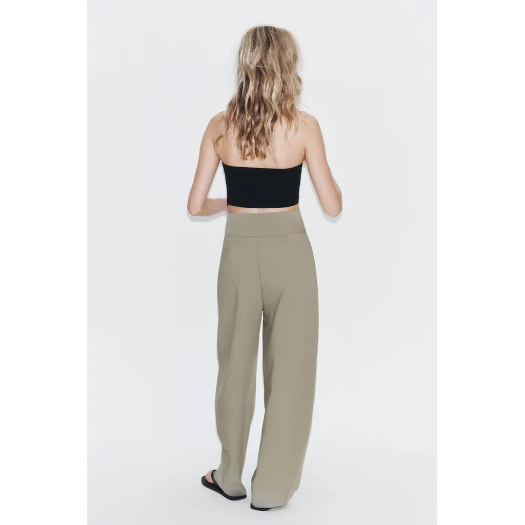 Fashionable Balloon Silhouette Pleated Pants Women's New Arrival Spring Summer Natural Waist Polyester Fiber Casual Trousers