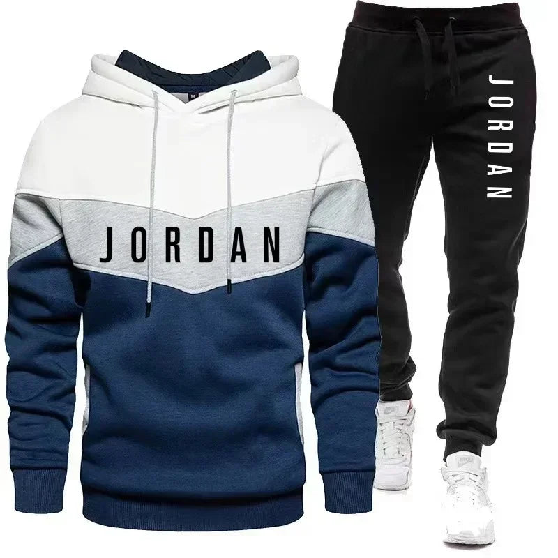 New autumn and winter men's casual pullover + trousers two-piece outdoor jogging fashion men's hooded sweatshirt sportswear set