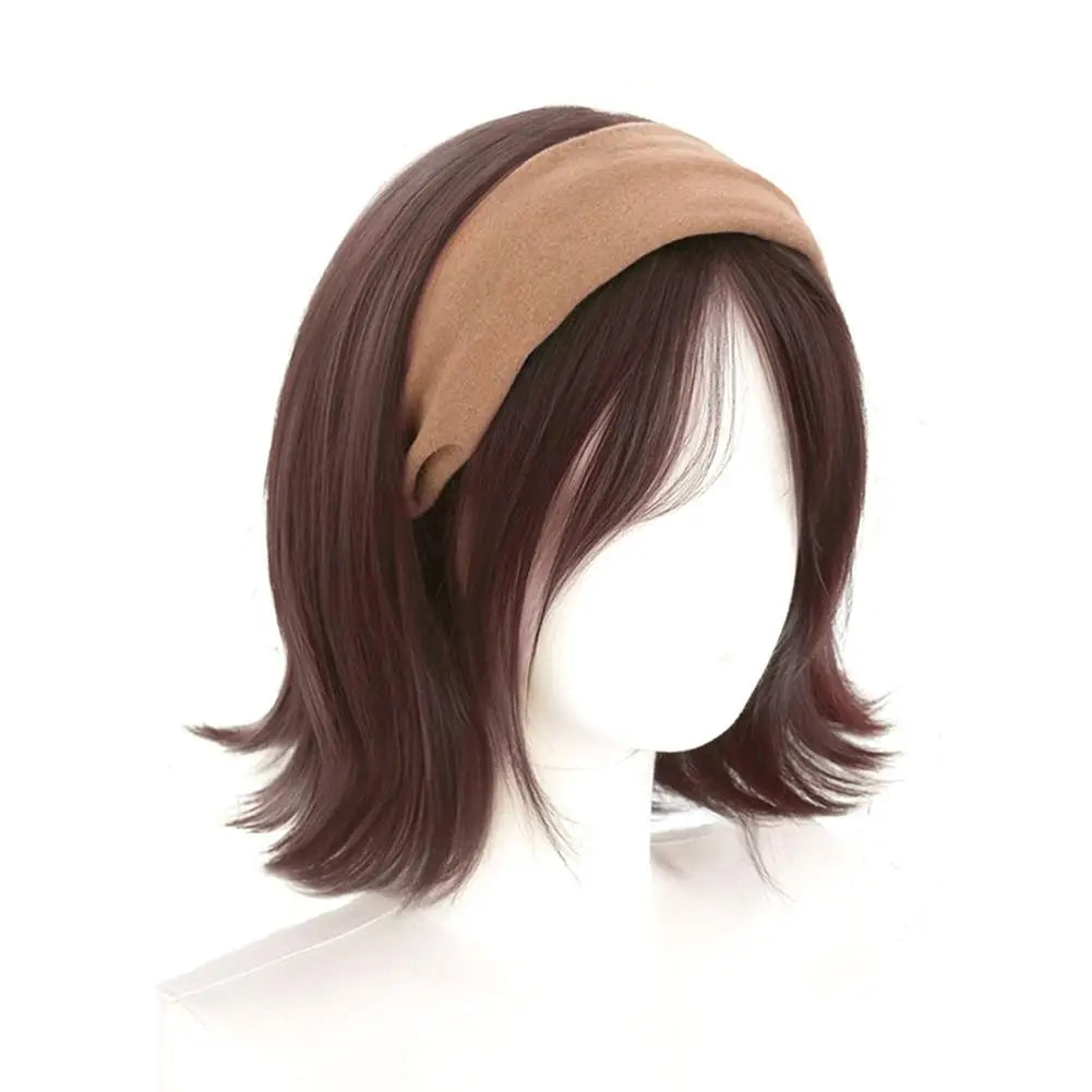 Headband Wigs Short Straight Bob for Women Half Wigs Synthetic Hair for Cosplay Party Daily Use Synthetic Women Elegant Solid