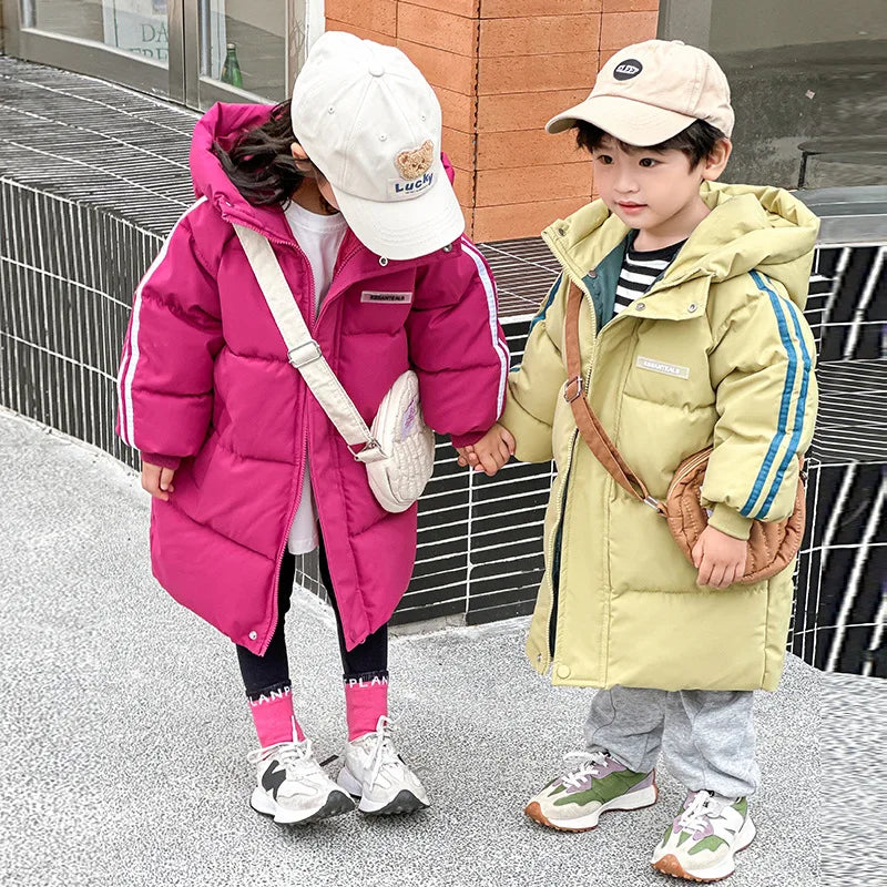 3-10 Years Winter Keep Warm Boys Jacket Thick Solid Color Detachable Hat Hooded Coat For Kids Children Outerwear