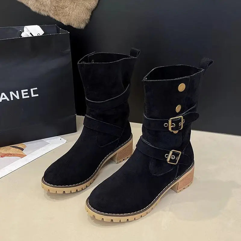 Women Boots Fashion Outdoor Comfortable Boots Trend Vintage Detachable Western Boots Women Solid High Quality Style Shoes Women