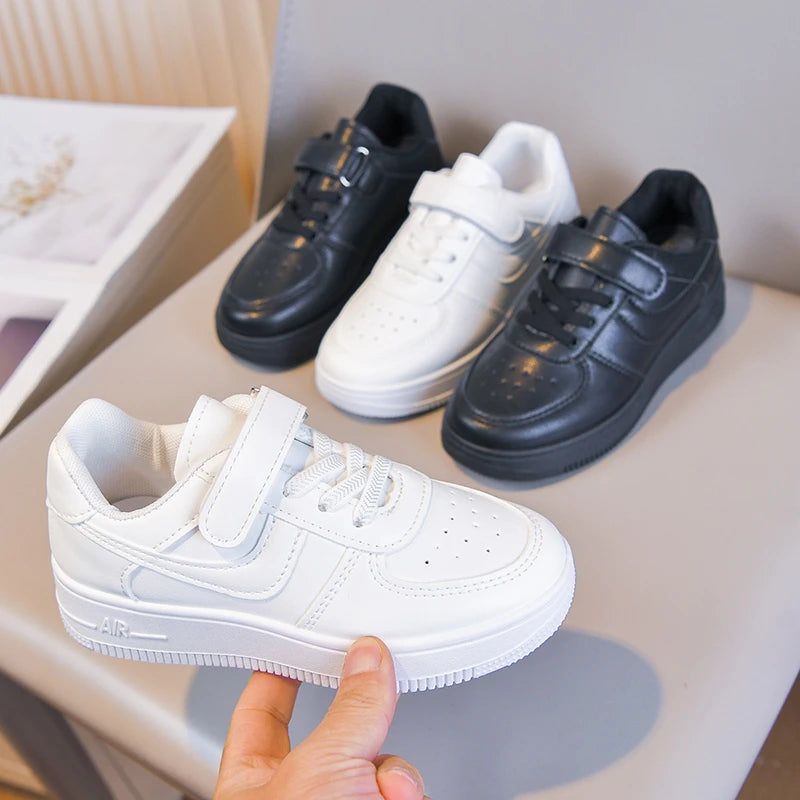 Tenis Sneakers Kids Spring/Autumn New Boys Girls Sports Shoes Casual Board Shoes Leather Soft Soled Children Small White Shoes