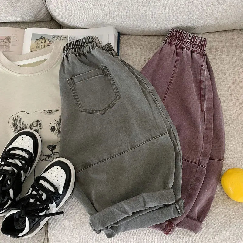Children Casual Pants 2025 Autumn Denim Pants for Kids New Korean Version Boys Girls Loose Trousers Toddler Jeans Baby Joggers