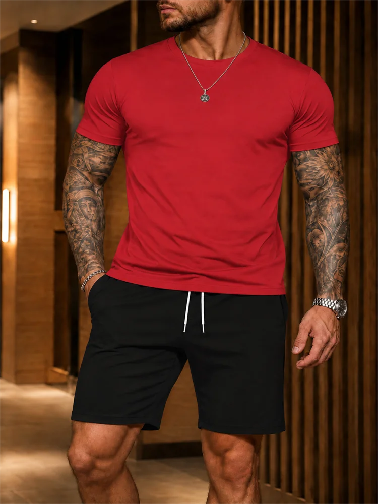 2026 New Men's Sportswear Short Sleeved T-shirt and Sports Shorts Summer Casual Jogging Pants Set Men's Two-piece Set