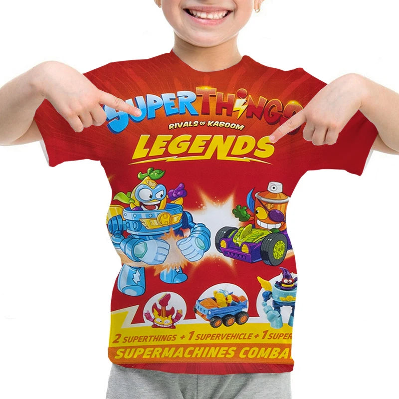 Men Kid Tee Top Boys Girls  Adults Children Parent Child quick dry Tshirts SuperThings Legends Printed Casual O-neck Top Gift