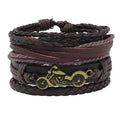 Fashion Bracelet For Men Hand Bangles Woven Alloy Motorcycle Hand Jewelry Adjustable Leather 4Pcs/Set Bracelet For Leather