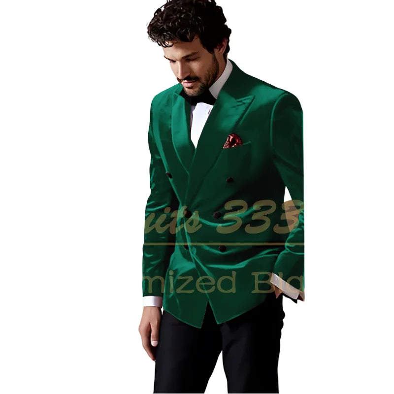 Velvet Double Breasted Blazer 1 Piece Slim Fit Smoking Suit Jacket for Men Fashion Party Groom 2025 Wedding Slim Fit Outfits