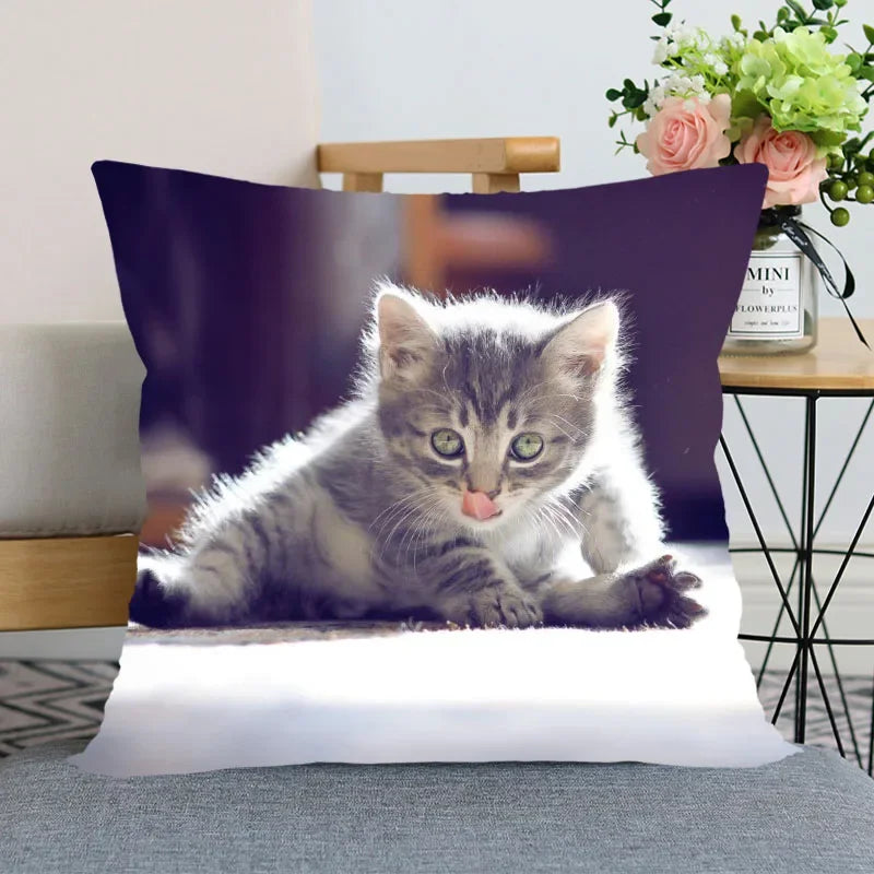 Cute Animal Bed Pillowcase for Car Sofa Home  Pet Cat Printed   Cushion Cover