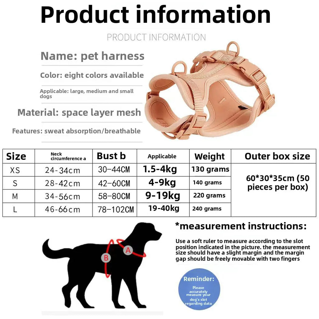 Pet Leash Anti-slip Breathable Collar Drawstring Chest Back Garbage Bag Storage Set Pet Travel Harnesses Supplies Accessories