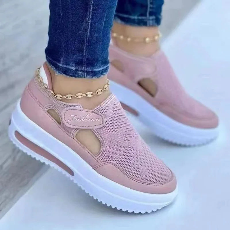 2025Spring New Women's Sports Shoes Fashion Thick-soled Lace-up Casual Sports Shoes Comfortable Running Women's Vulcanized Shoes