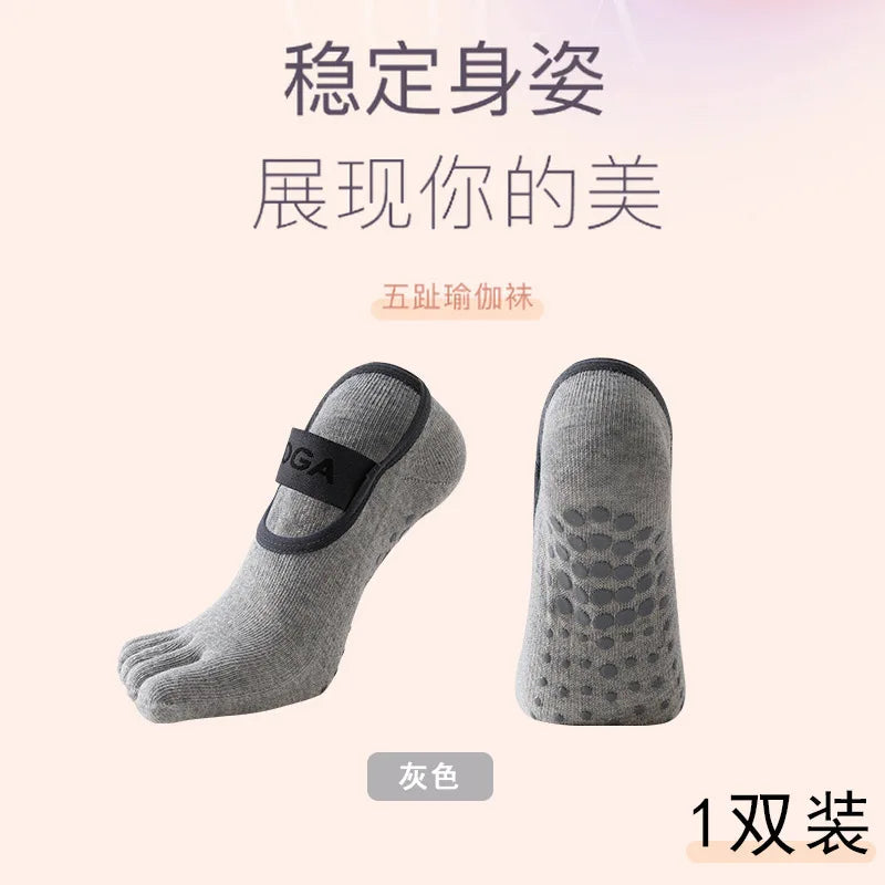 Women's Five Finger Yoga Socks Professional Anti-Slip Sweat-Wicking Floor Socks Indoor Dance Practice Socks Pilates Sock