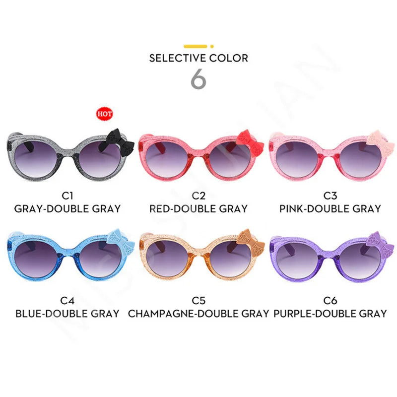 2026 Lovely Cat Eye Children Sunglasses Personality Bowknot Sun Glasses Kids Cute Baby Eyewear Trend Girls Boy Eyeglasses