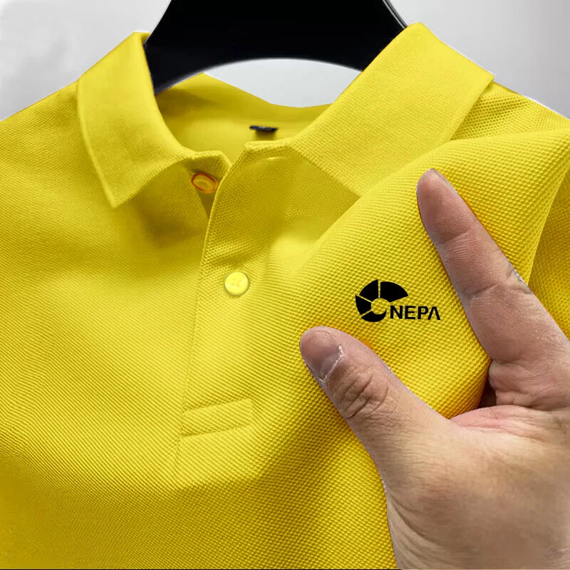 2026 Men's Reflective Polo Shirt, Color Button, Breathable, Casual, Fashionable, Business, Comfort, Summer, Shoes