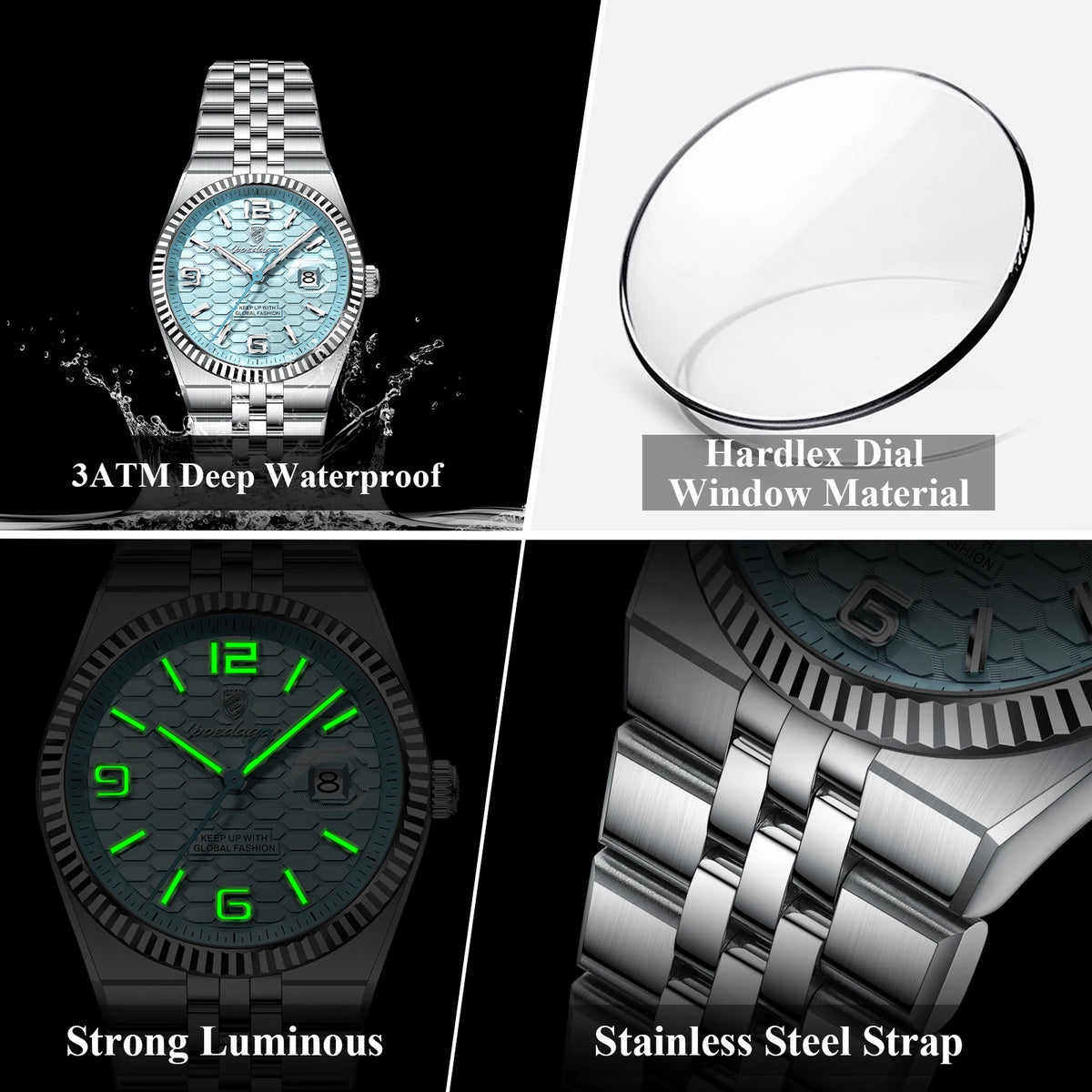 POEDAGAR Casual Women's Watches Luxury Stainless Steel Date Watch For Woman Luminous Waterproof Quartz Fashion Ladies Wristwatch