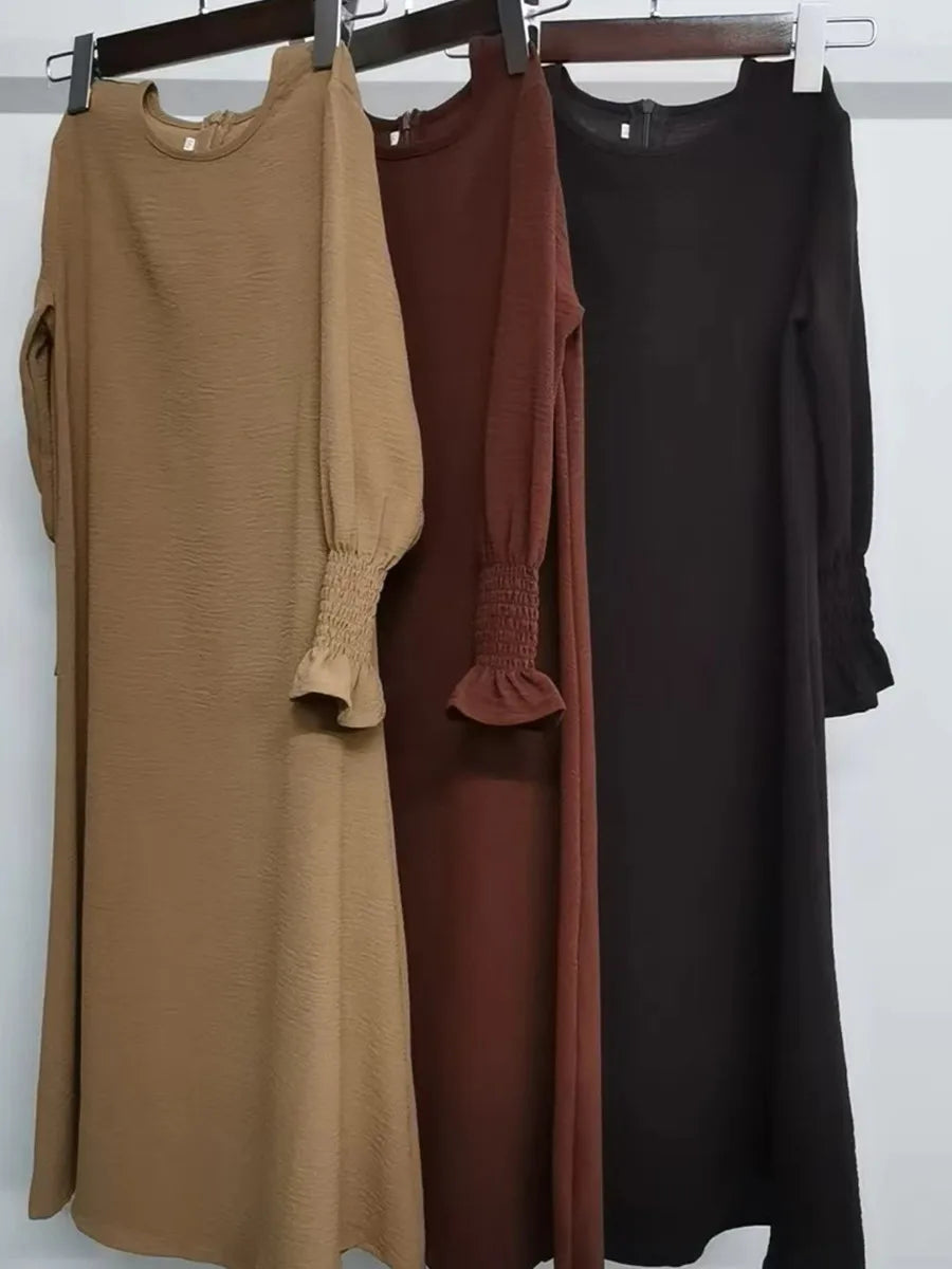 Muslim Kids Girl Dubai Abaya Ruffle Solid Long Dress Modest Ramadan Robe Kaftan Femme Musulmane Islamic Clothing African Dresses