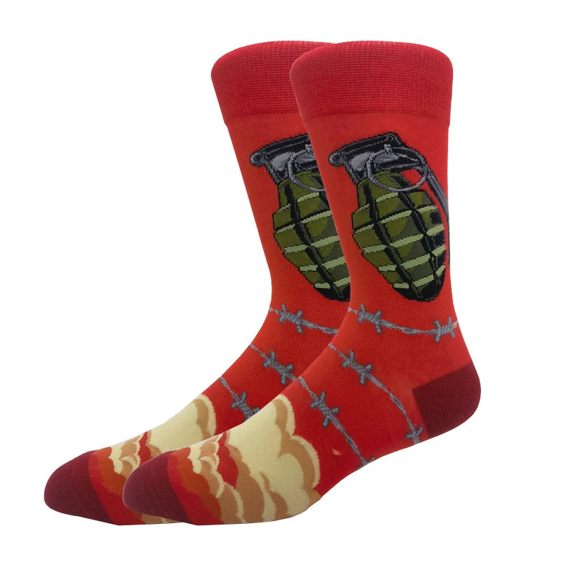 Men's Combed Cotton Fashion Hip Hop Man Woman Socks Harajuku Skateboard oil painting with print Happy Socks Funny Gift